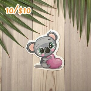 Cute Koala Hugging Heart Vinyl Sticker – 2” Animal Decal